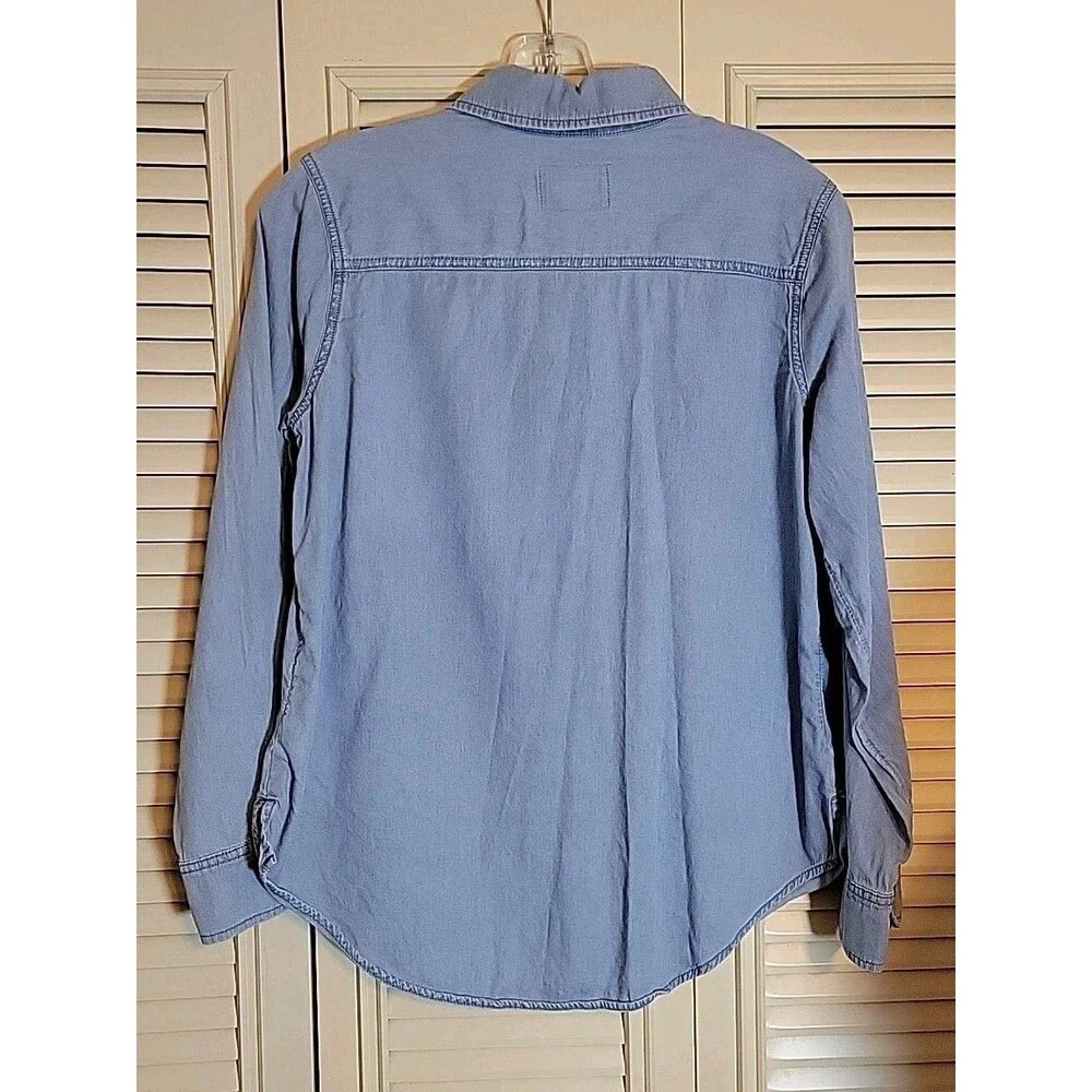 Justice Girls Size 18/20 Denim Long Sleeve Top with Bling Collar